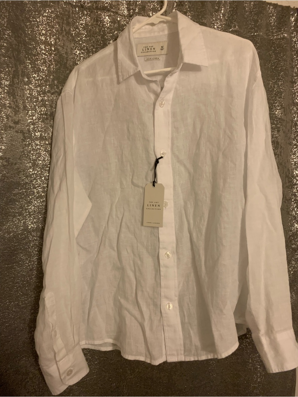 NWT 100% linen A&F button down shirt size M